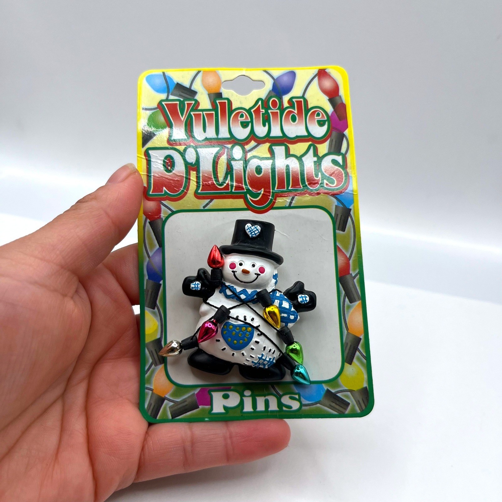 VTG Yuletide D’Lights Snowman Pin Christmas Light String Brooch A.D.M #YT-LB109