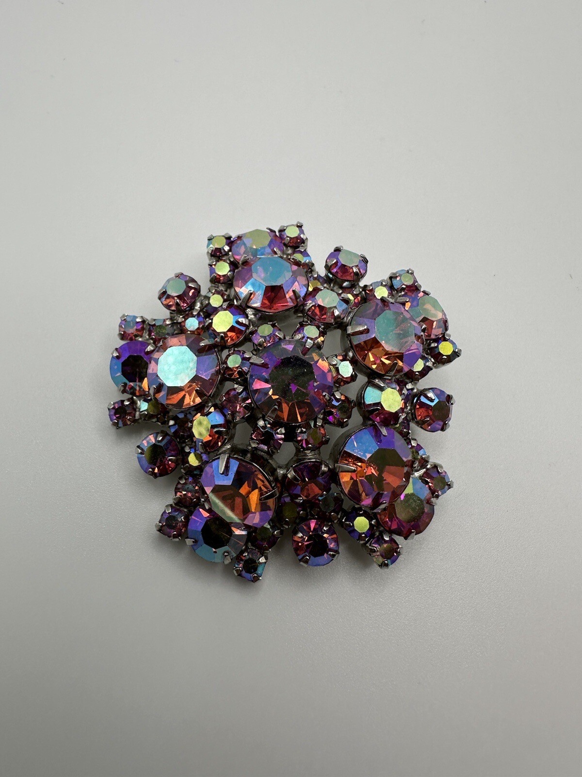 Vintage Red Iridescent Brooch 5.4cm