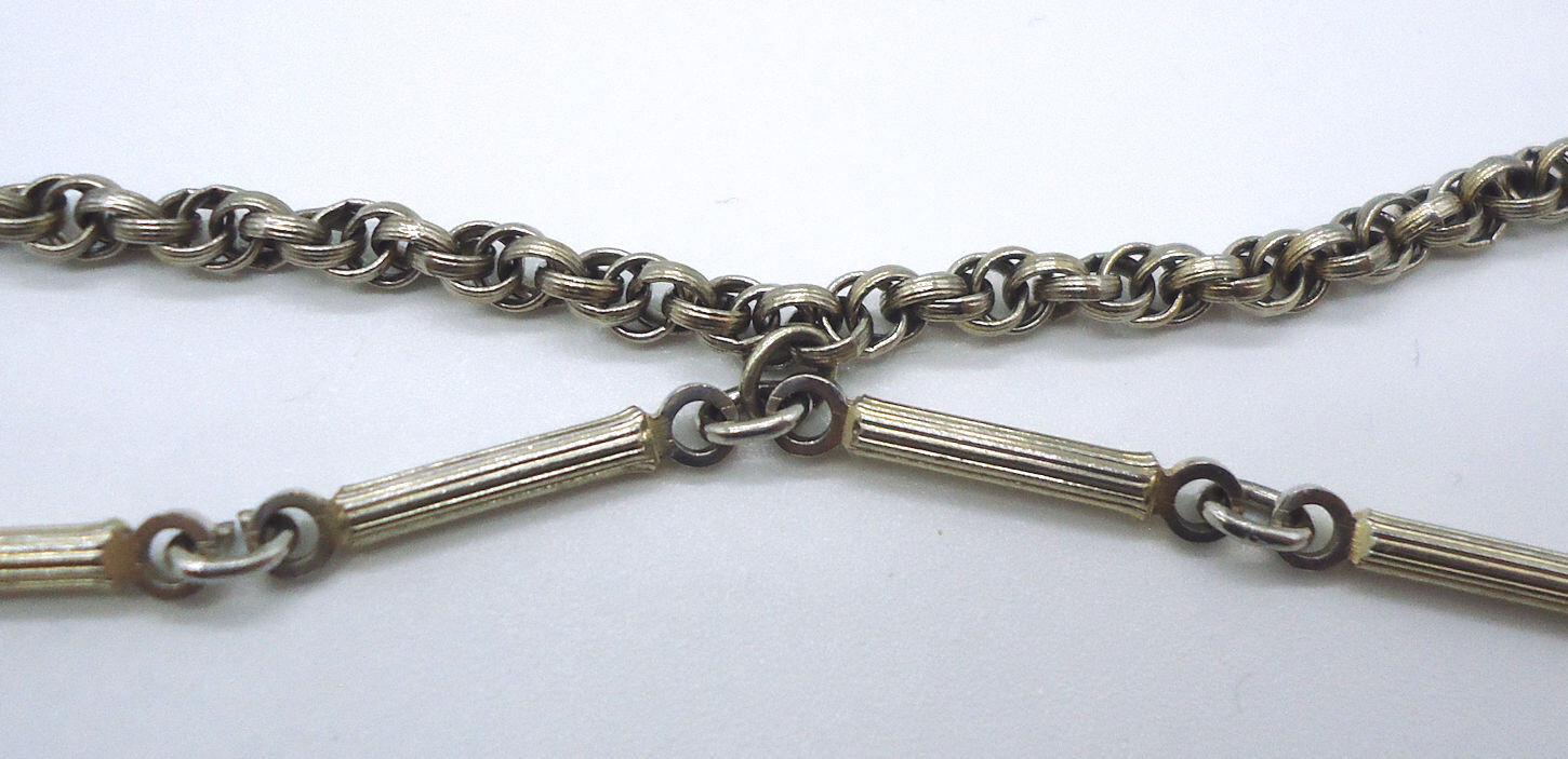 Vintage Monet Signed Two Tone Double Strand 60″ Necklace