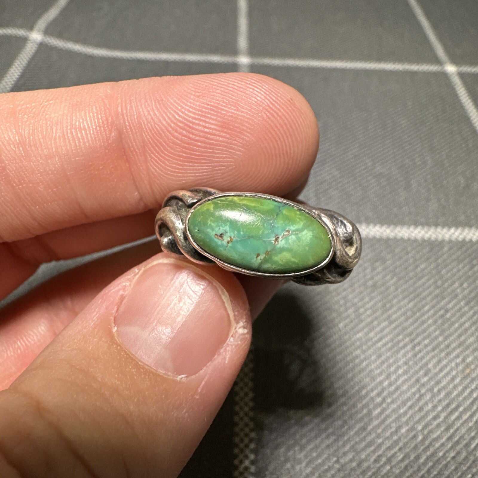 Vintage Dian Malouf Sterling Silver 14k Turquoise Statement Ring Size 8.25