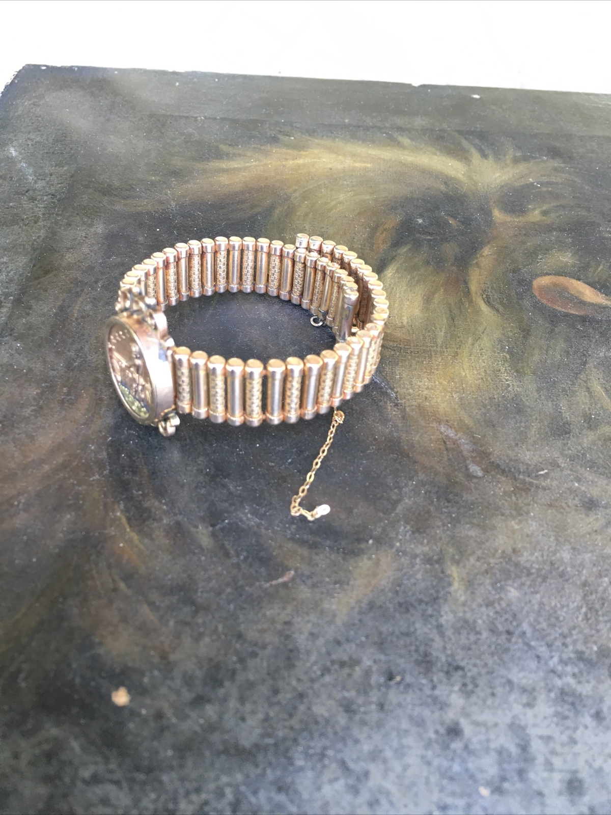 ANTIQUE GOLD FILLED EXPANDING VICTORIAN STYLE HUNTING BRACELET FINELY DETAILED