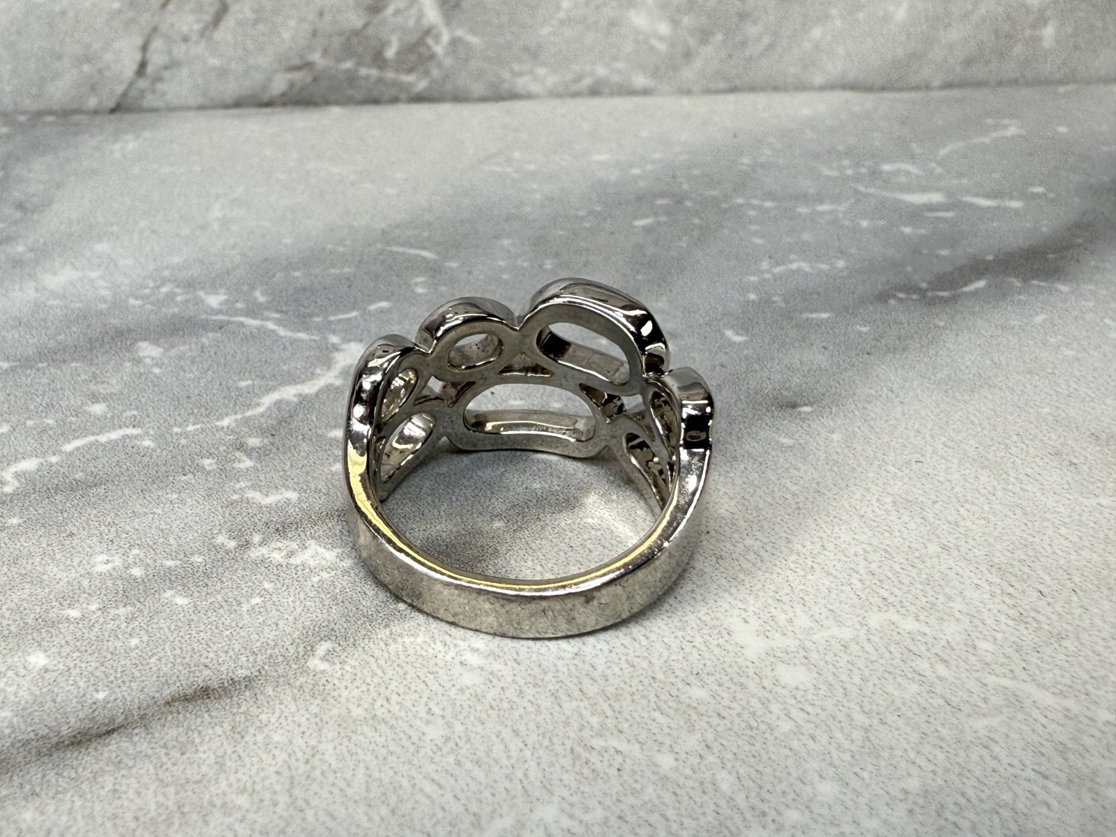 Vintage Lia Sophia Silver Tone Modernist Geometric Circles Ring Size 8