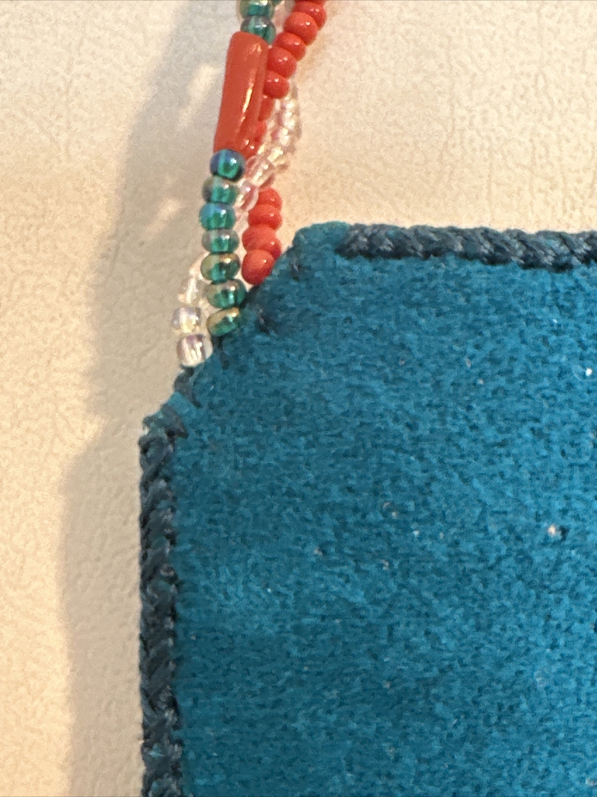 Vintage Handmade Orange Fish Sead Bead Southwestern Necklace With Fringe-Shells