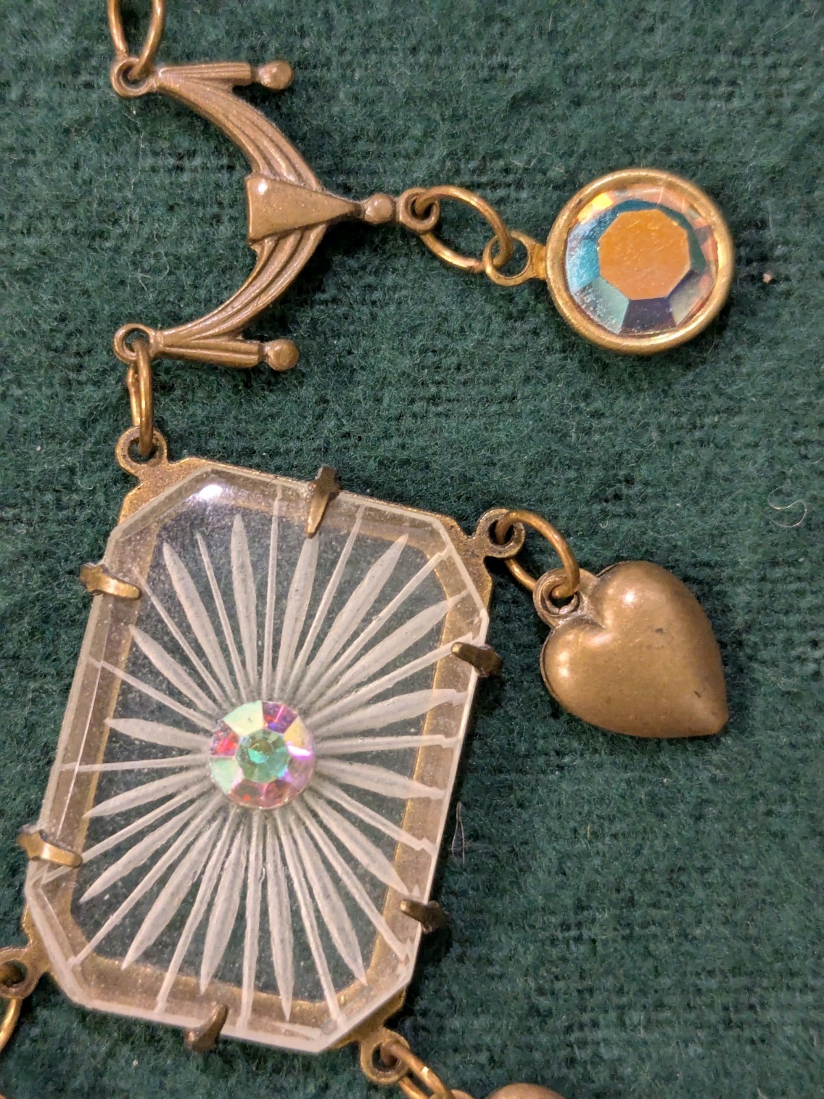Vtg. Glass Works Studio Hearts & Panels Necklace 19″