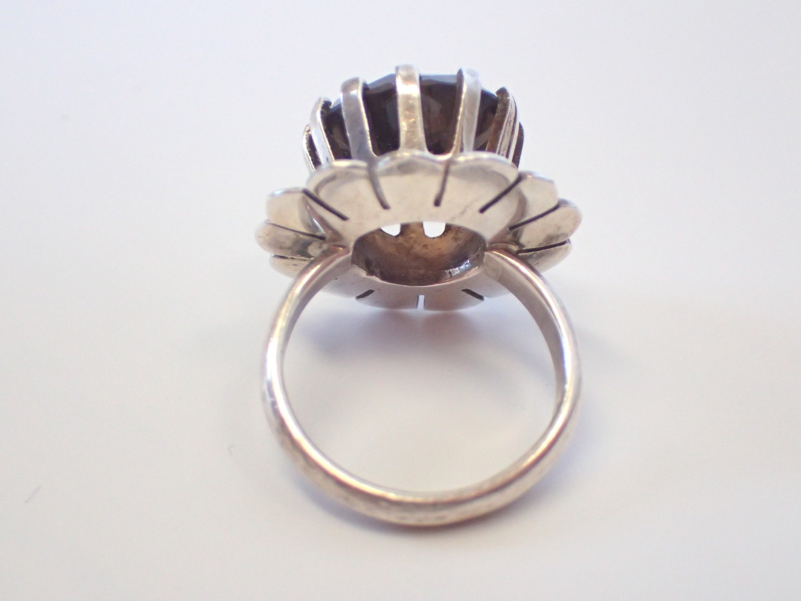 Vintage Taxco Mexico Sterling Silver Ring with Large Smoky Quartz Stone. Size 5