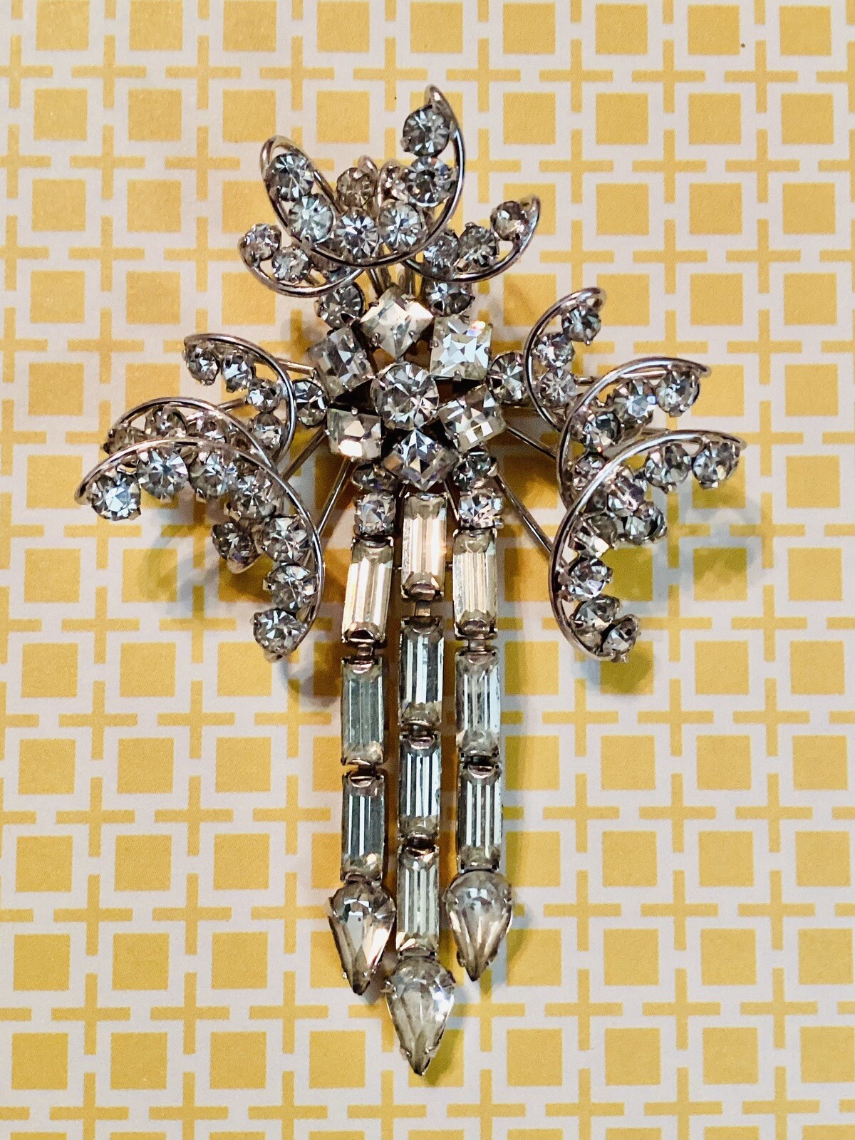 Stunning Vintage Art Deco 1/20 12K GF Gold Filled Rhinestone Brooch Phyllis