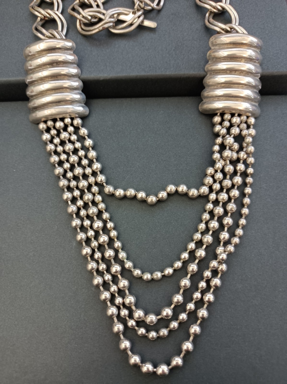 Statement Necklace Coiled Industrial Mechanical Massive Heavy Brutalist Chunky