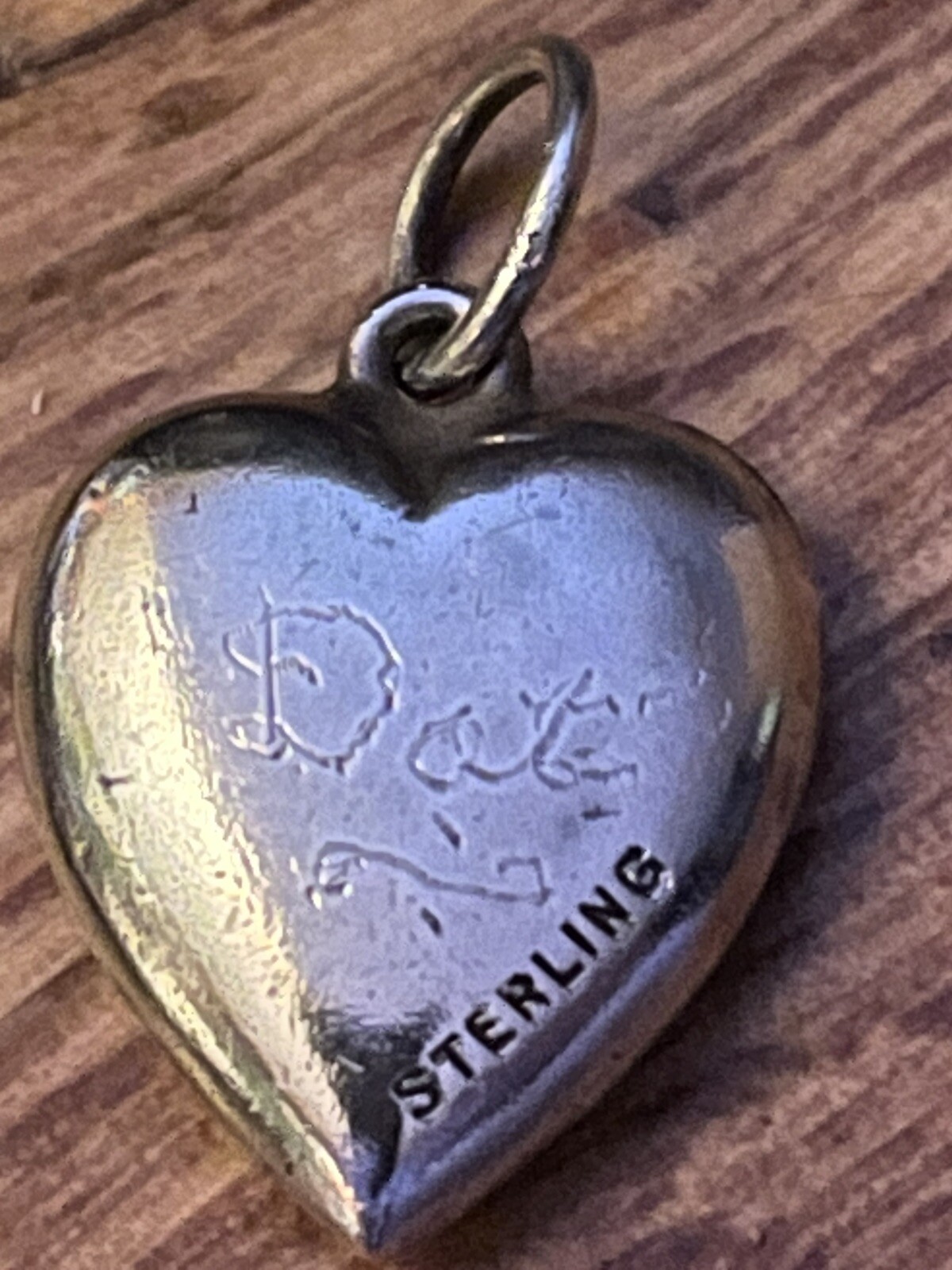 VTG 40’s Sterling Silver hearts and flowers puffy heart charm (Dot)