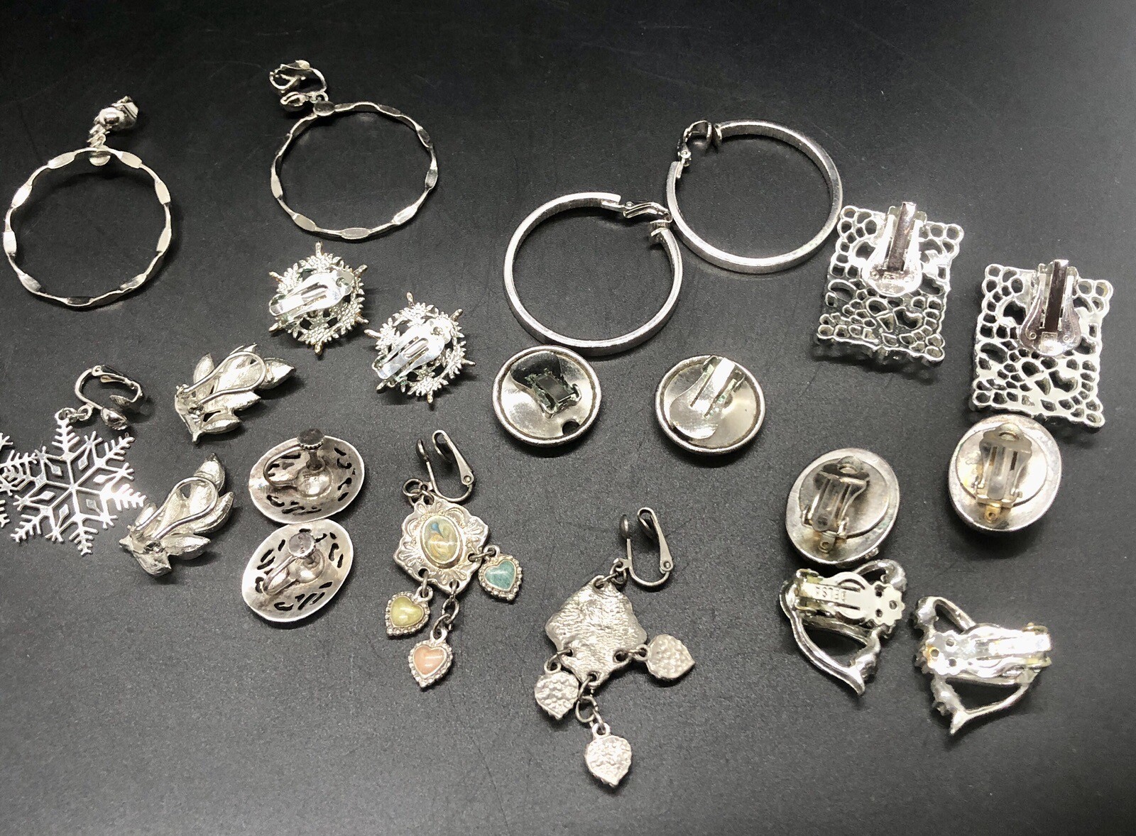 Large Lot Vintage Silvertone Earring Sets Delta Monet LH Segal Avon Unbranded B2