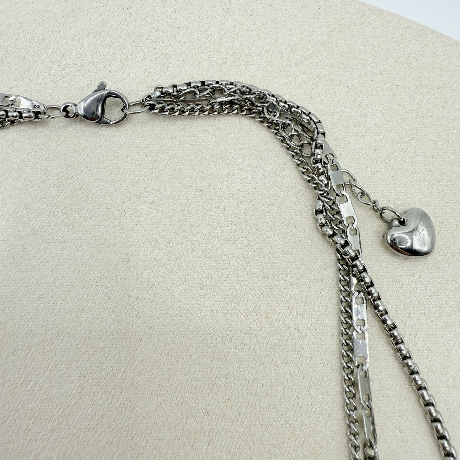Silver Tone Paperclip Layered Chain Necklace Jewelry Accessory 17.5 in