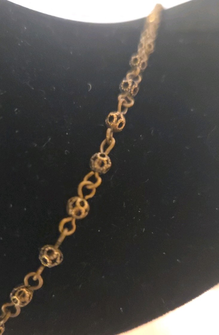 Vintage Bronze Tone bohemian-style Filigree Flat Disk Pendant Necklace