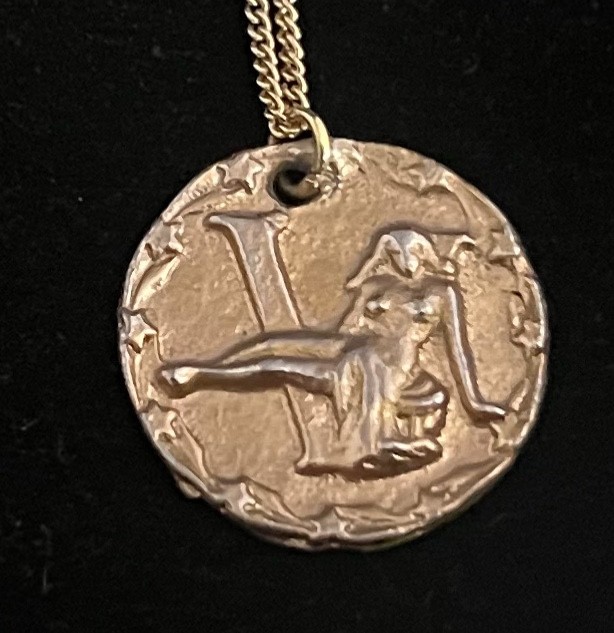 Vintage Virgo Zodiac Necklace Horoscope Astrology 1970’s Coin Pendant