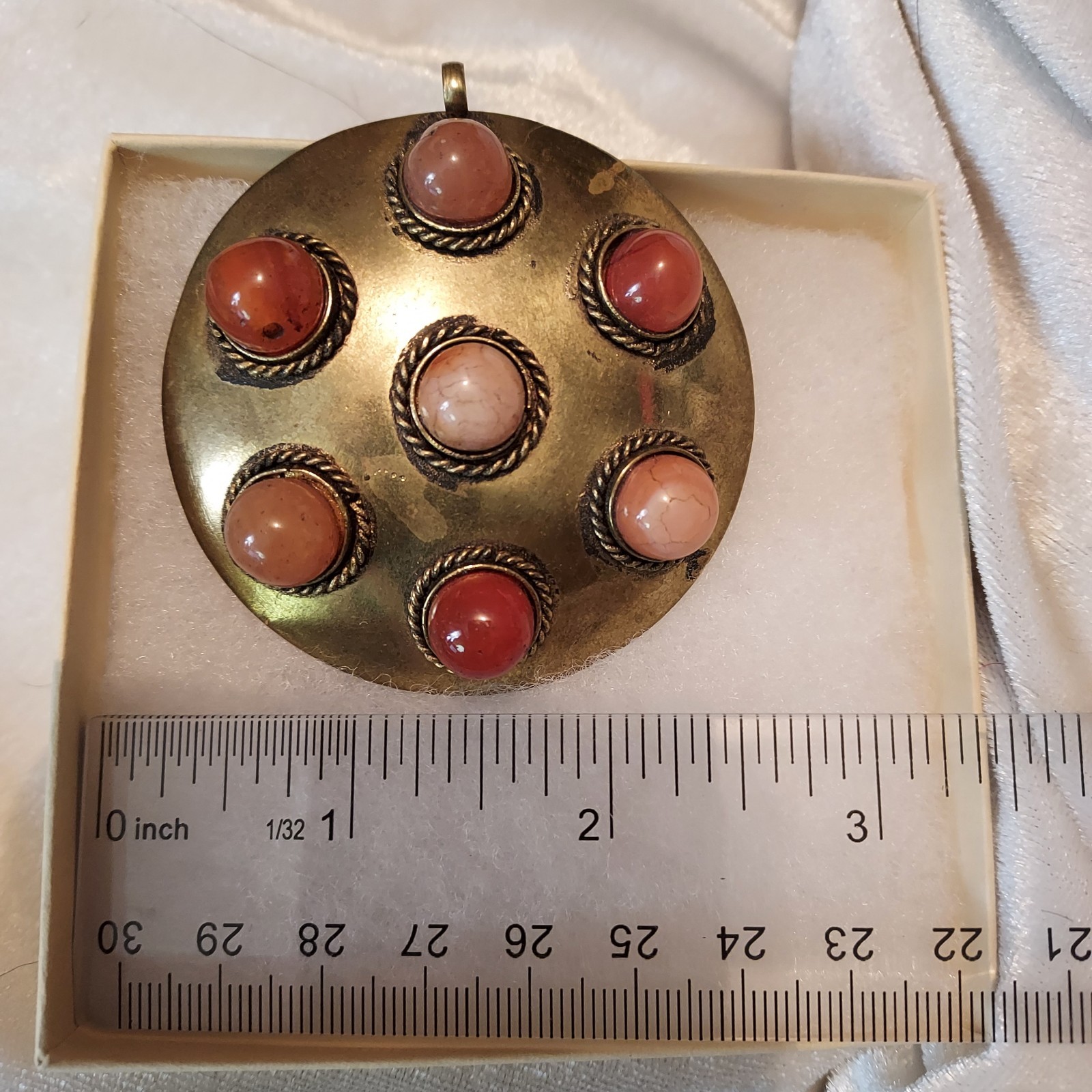 Jewelry, Brass Agate carnelian pendant, Renaissance, Art Piece. Natural Petina
