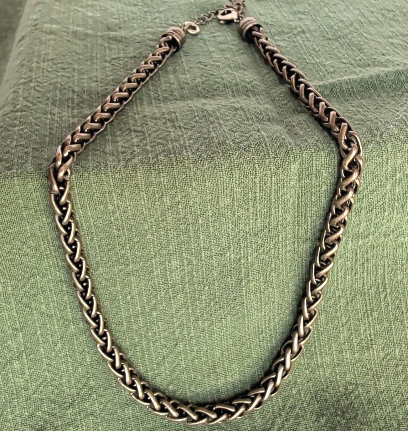 PREMIER DESIGNS Wheat Chain Necklace VTG Brass Tone 16+4″ Thick Cable