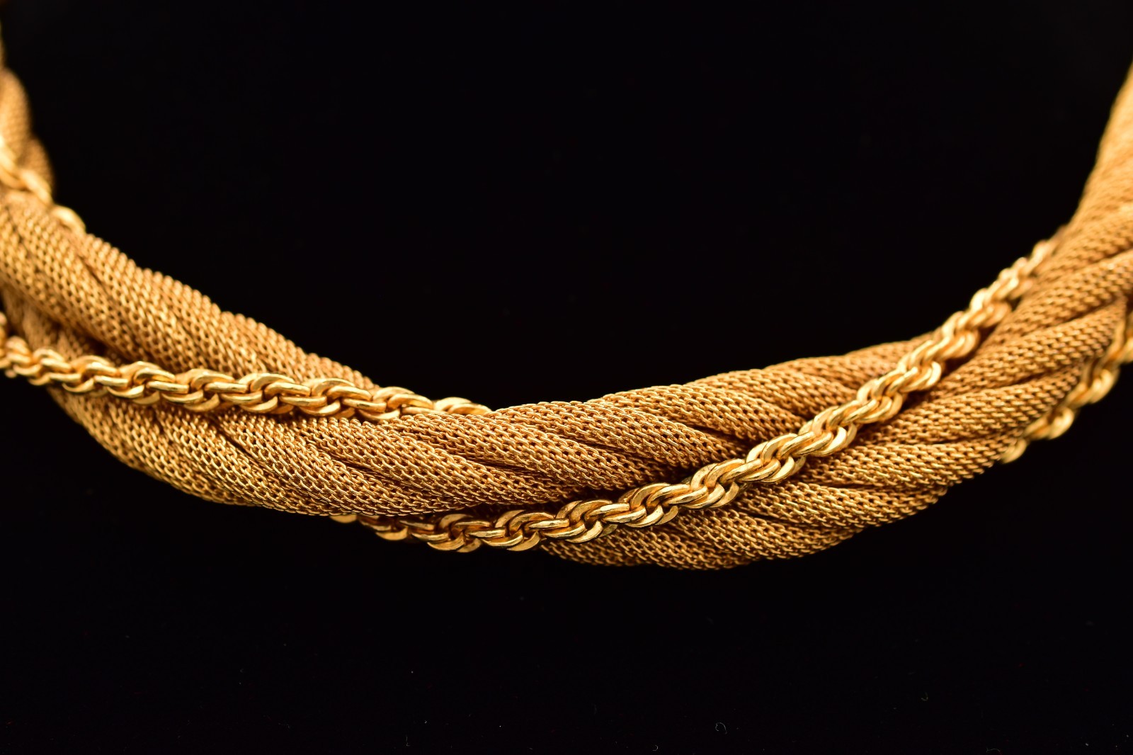 Vintage Gold Multi Chain Twist Mesh Rope Chain Collar Statement Necklace Bin6B