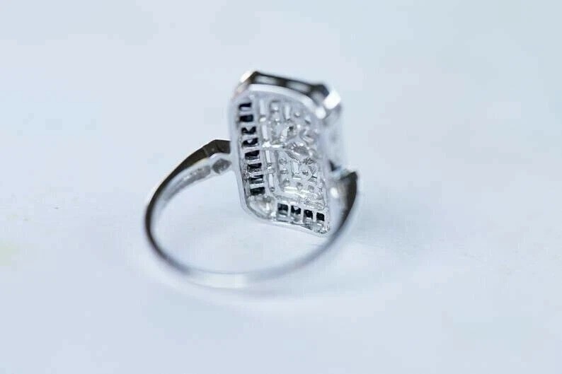 1.80Ct Art Deco Style Lab Created Diamond & Onyx Wedding 14K White Gold FN Ring