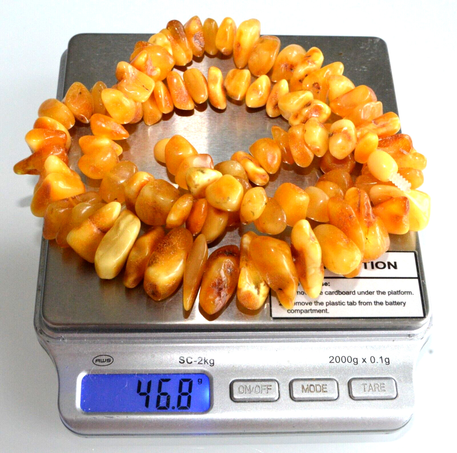 46gr RUSSIAN SOVIET BALTIC AMBER BEAD NECKLACE 琥珀 BRACELET STONE PENDANT EARRING