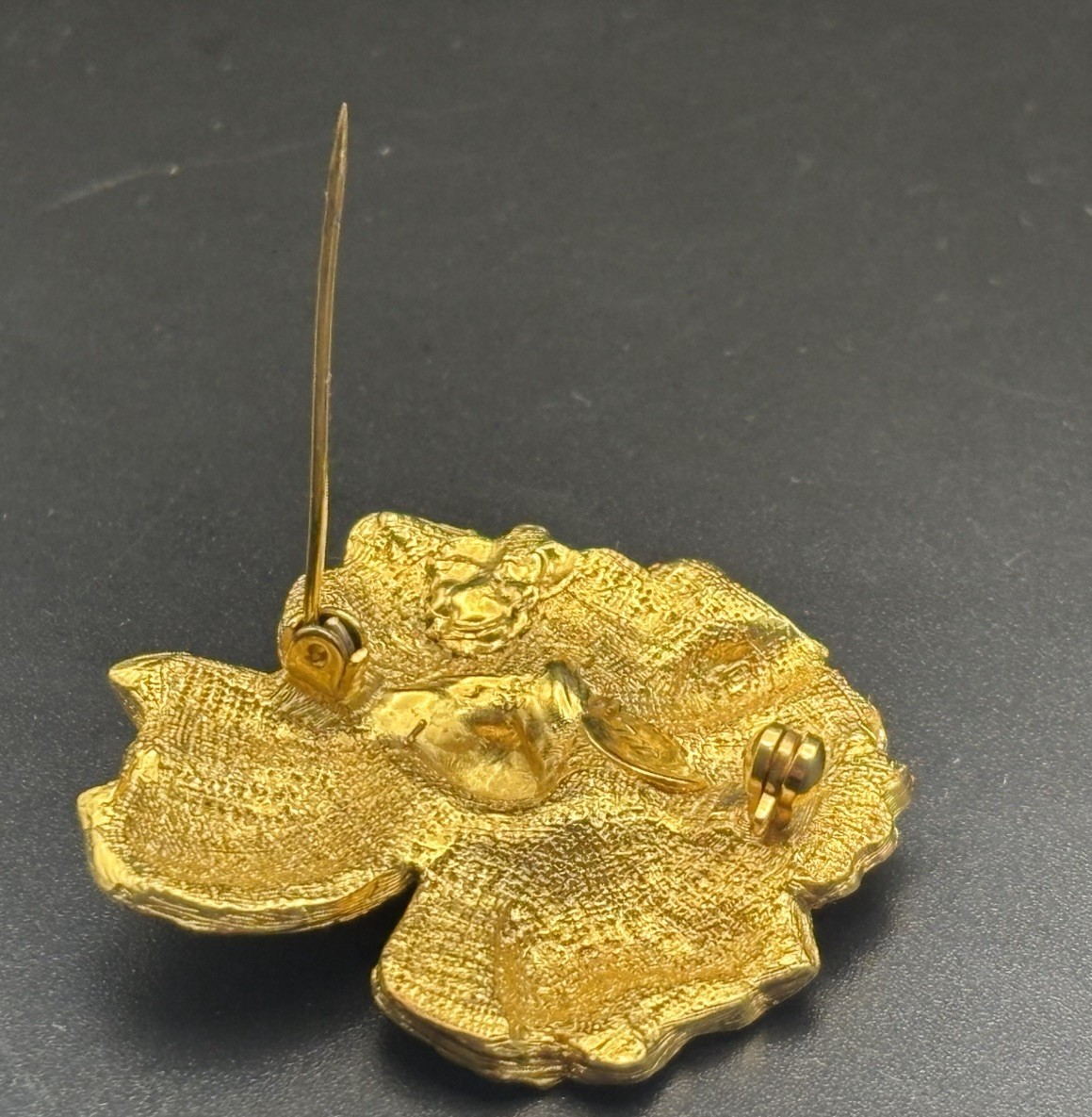 Kenneth Jay Lane KJL Rare Ladybug Pansy Brooch 22K Gold Enamel Signed
