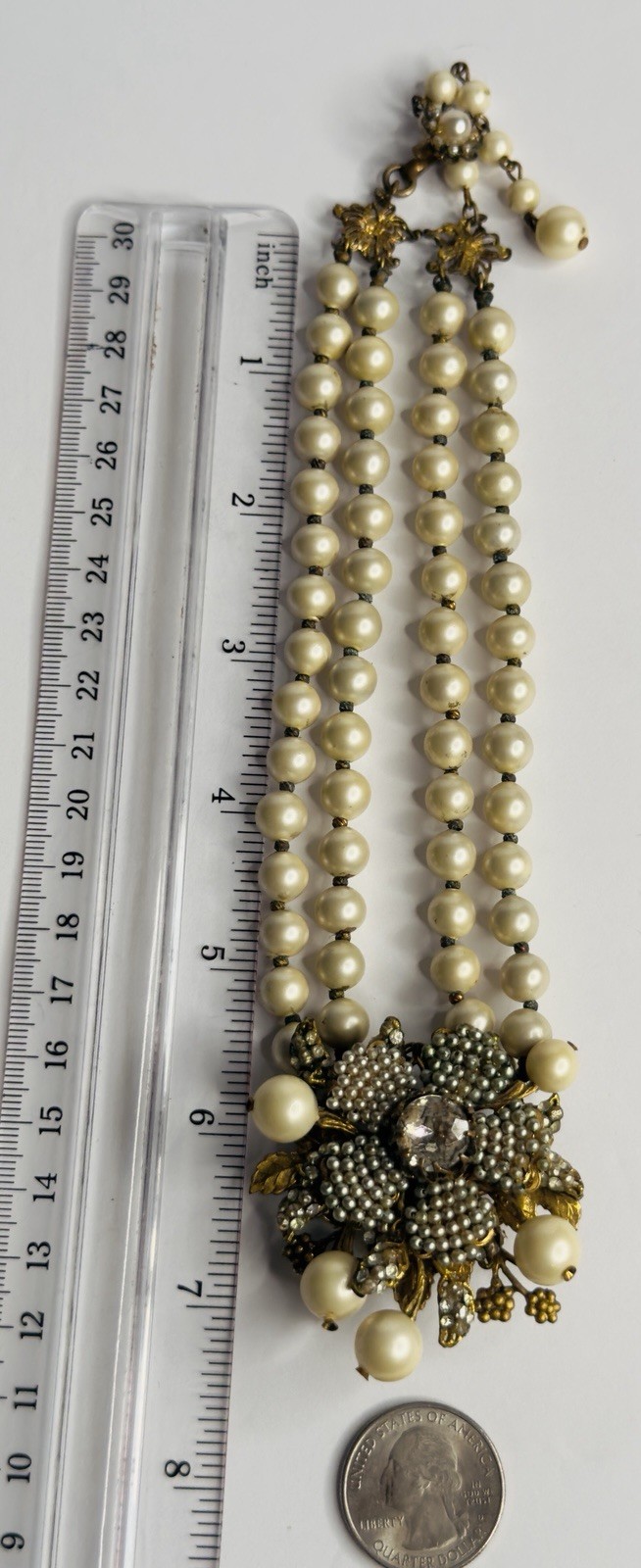 Miriam Haskell Vintage Baroque Pearl Necklace Earrings and ( Unsigned Bracelet)