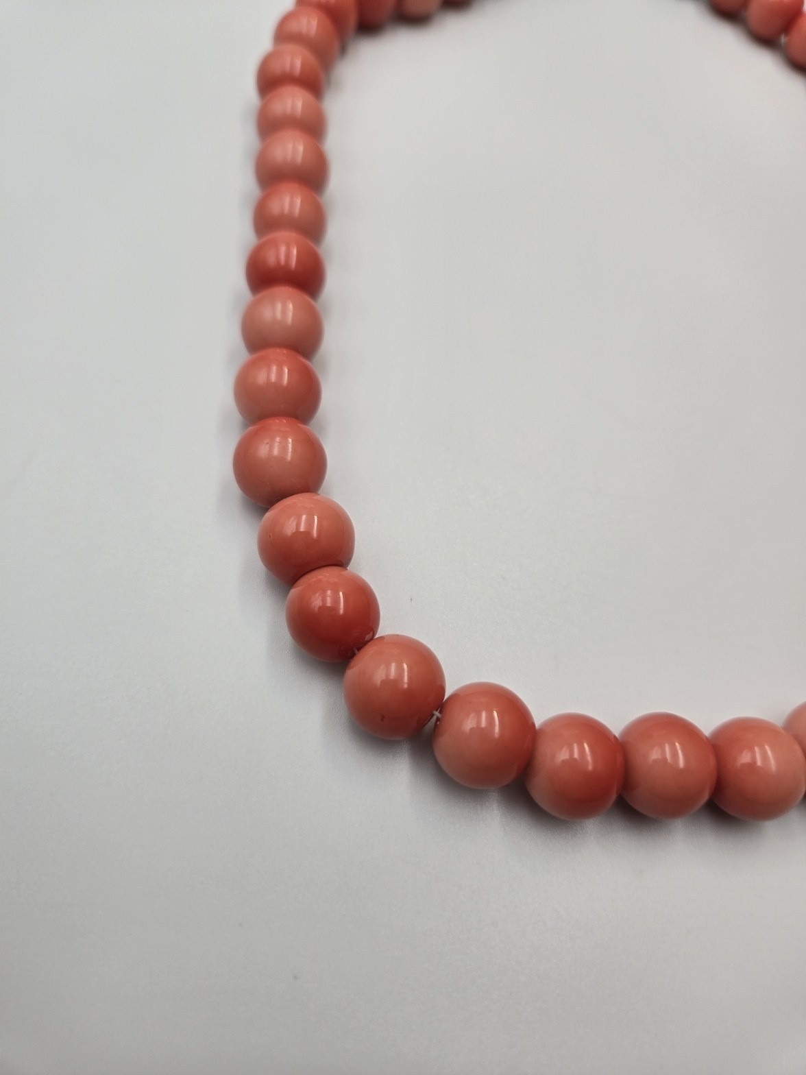 Coral color Bead Necklace Silver-Tone Filigree Clasp Pink fashion jewelry 113