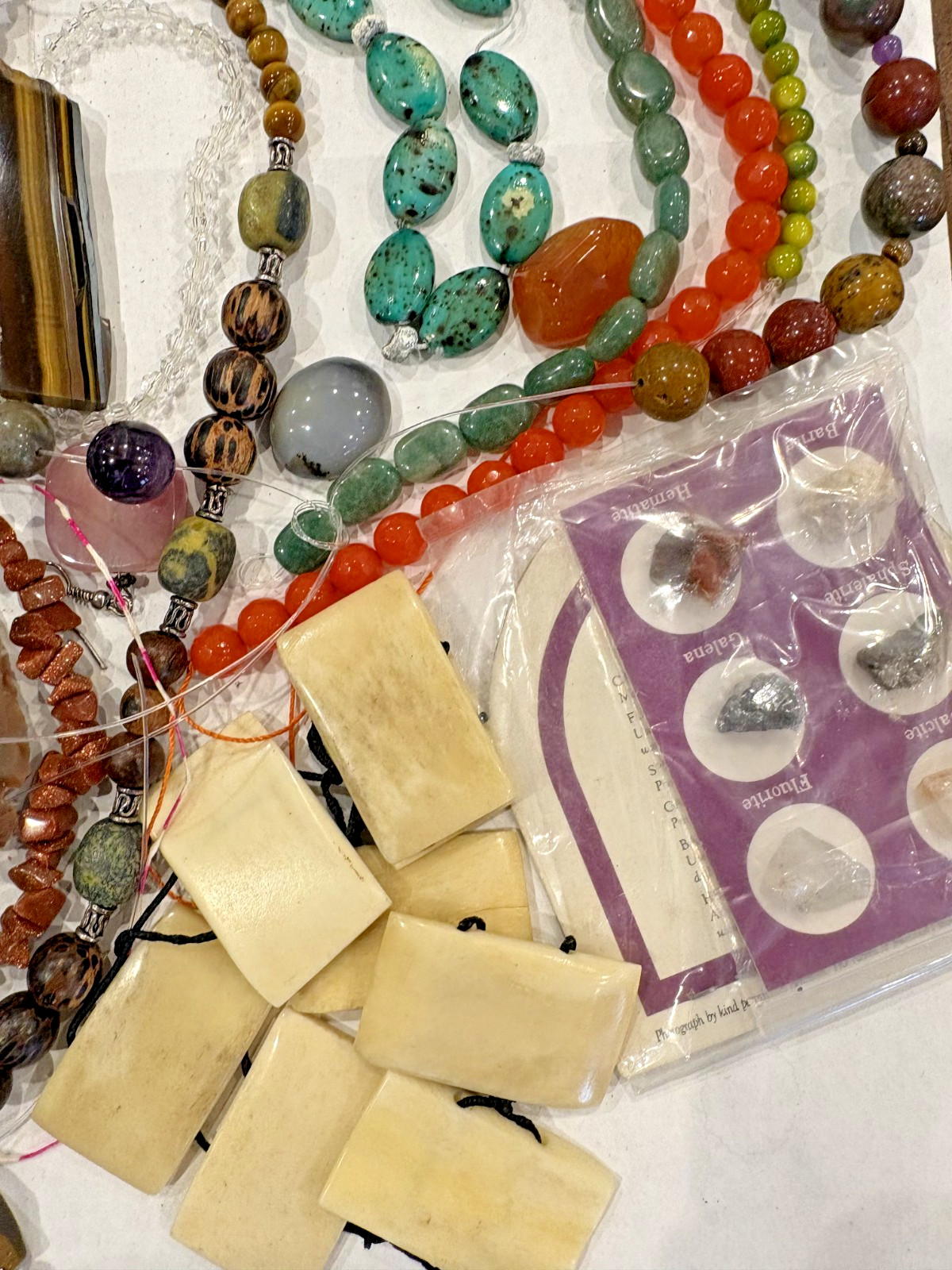 Mixed JEWELRY Lot Gemstones Turquoise Agate Purple Amethyst Bead Craft