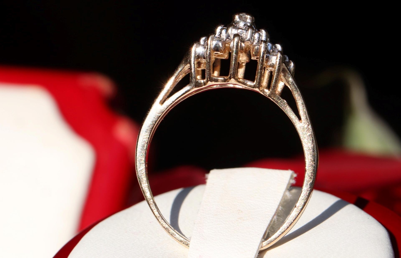 14k yellow gold ring 0.35ct diamond sz 8.5 antique handmade 3.3g Exquisite N2592