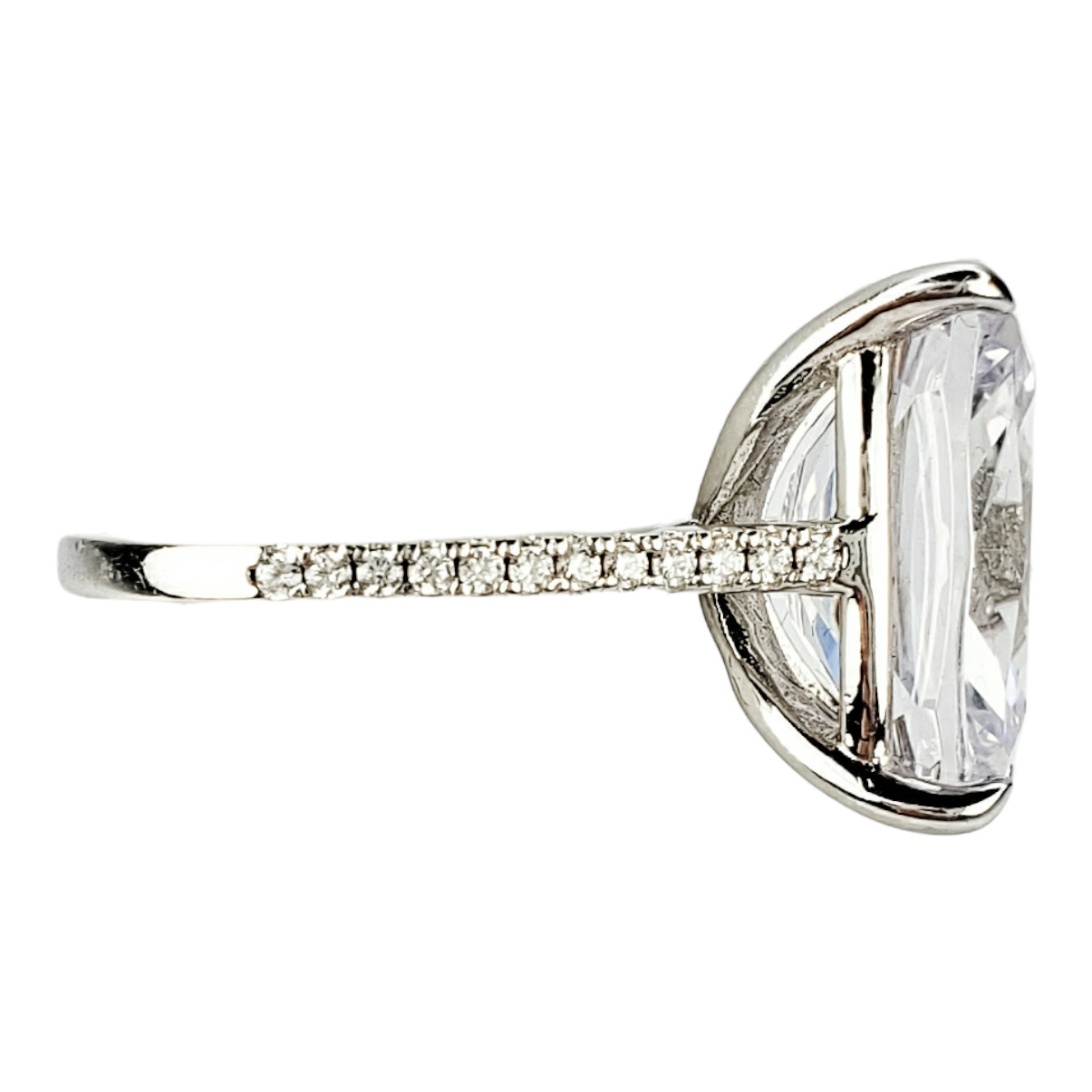 Outstanding Large Sterling Silver Clear Topaz Cocktail Ring Size 5