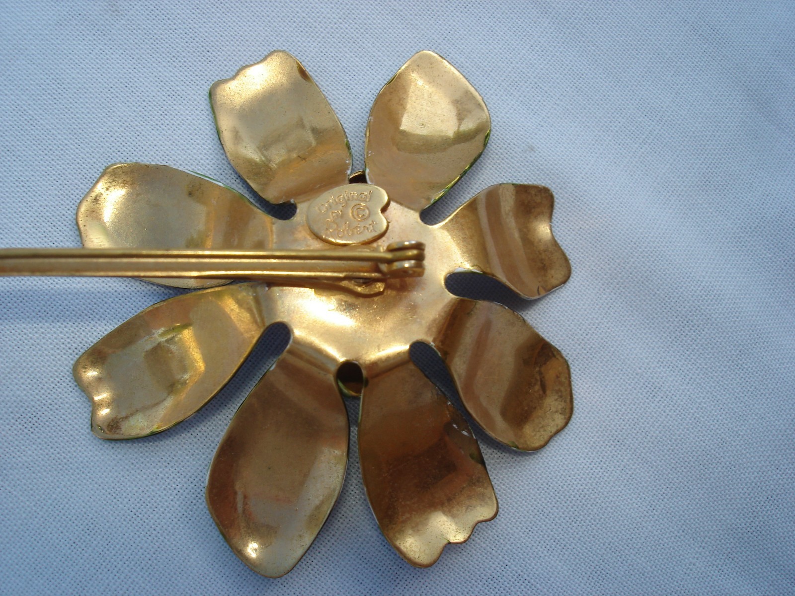 VINTAGE ORIGINAL BY ROBERT BOLD STRIPED FLOWER PIN SIGNED