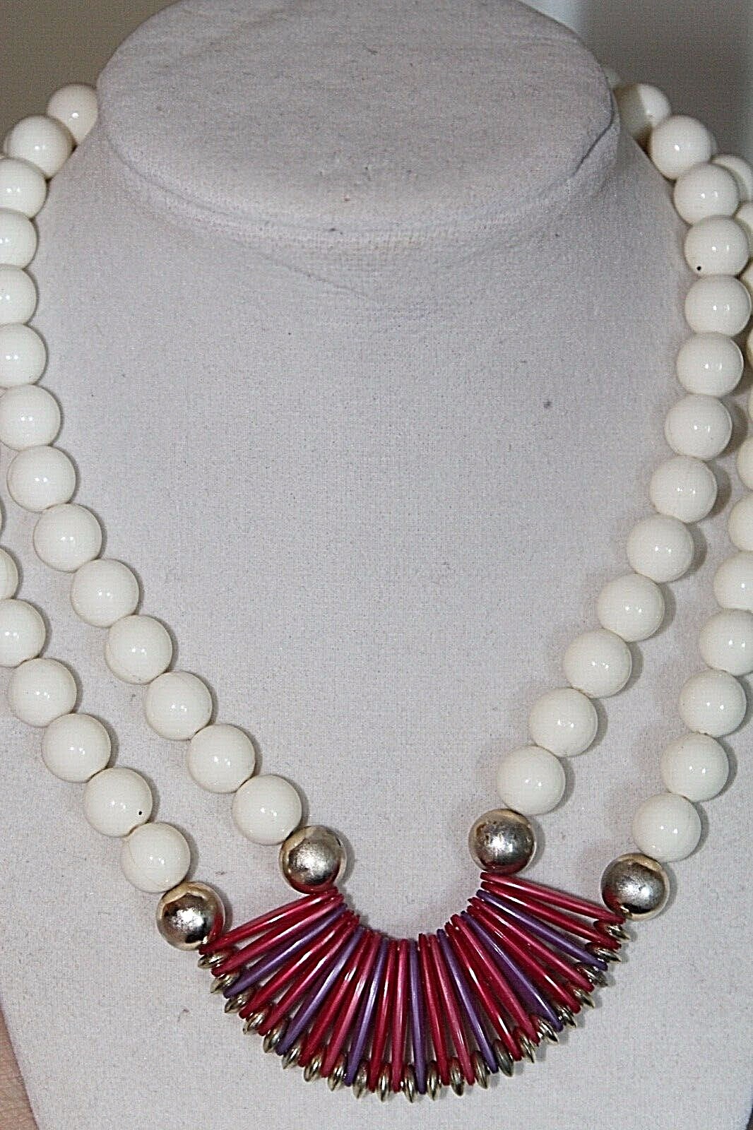 Vintage LOT necklace old plastic lucite earrings necklace white purple pink