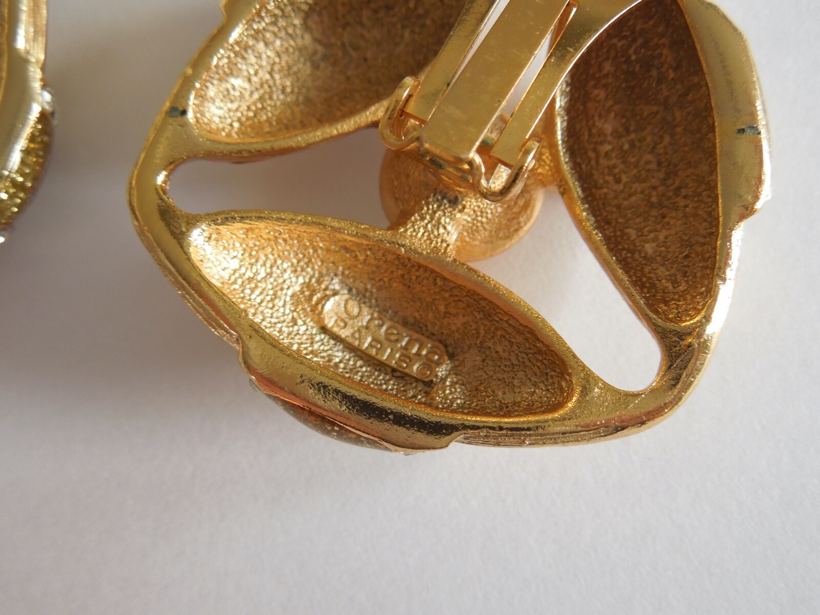 Massive Orena Paris Earrings With Clear Rhinestones 34.7 G / 3.7 X 3.5 Cm
