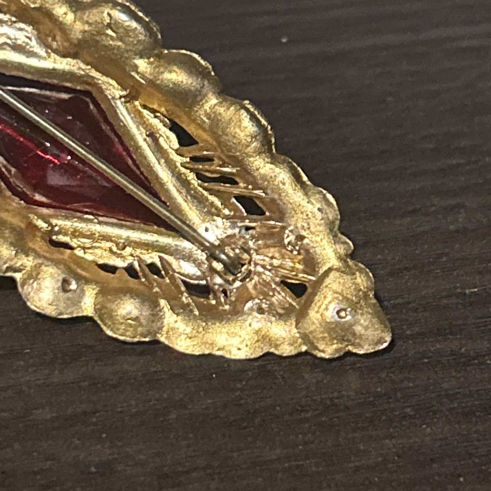 Vintage Lot Of 5 Pins Some Gold Fill Tiger Eye Painted Woman Alva Brooch