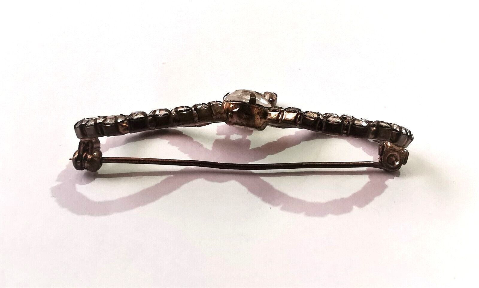 Vintage Czech Clear Glass Brooch Pin Rhinestone Rhinestones Handmade Art Deco Br