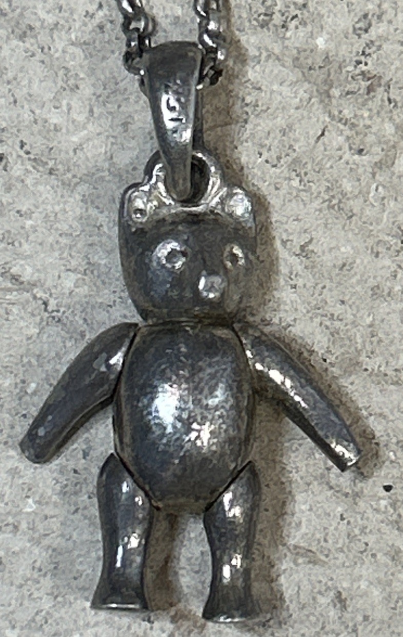 47. Unusual 925 Sterling Articulated BEAR Rolo chain link Necklace 18″, 7.2g