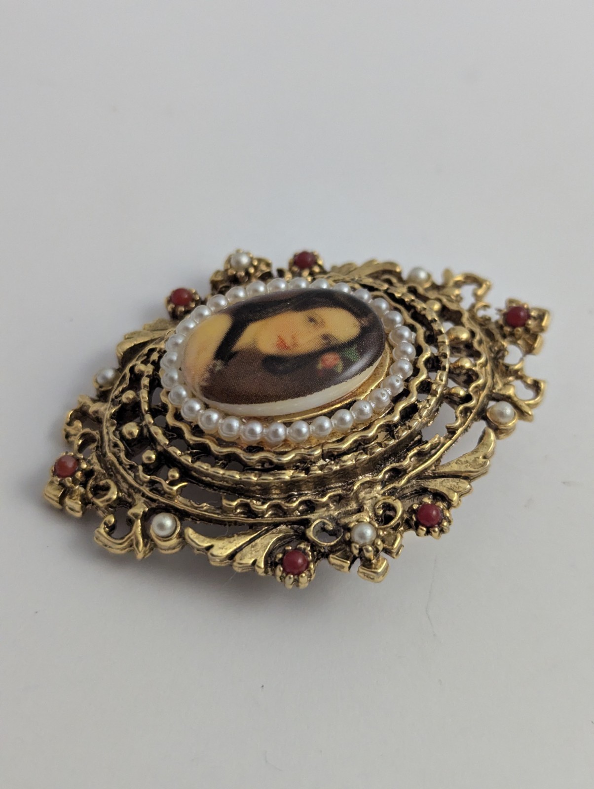 Vth Signed ART Arthur Pepper Victorian Revival Portrait Brooch Clip Earring Set