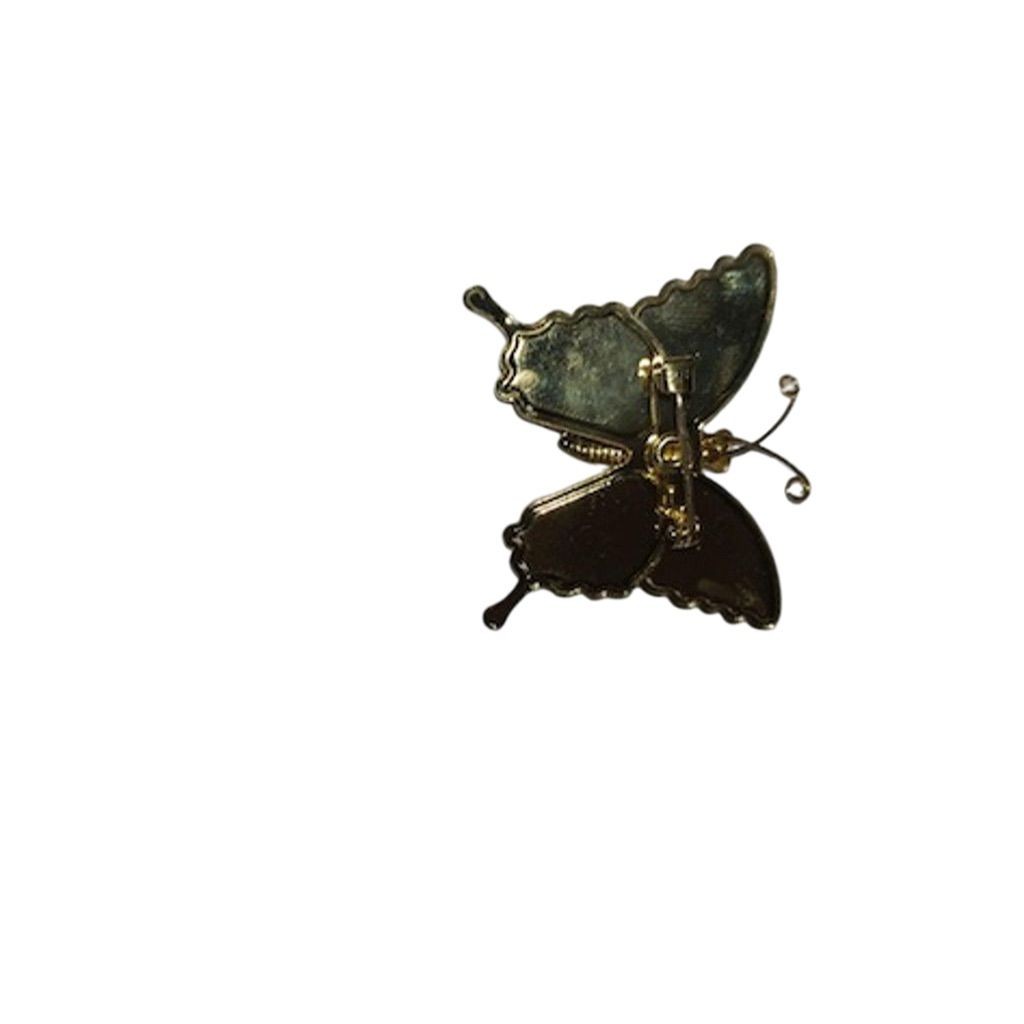 Vintage Multicolor Enamel Butterfly Brooch with Glitter Finish