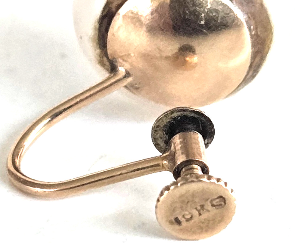 3 Vintage 10K Signed BDA S & G Faux Pearl Single Screw Back Earrings 4.95grams