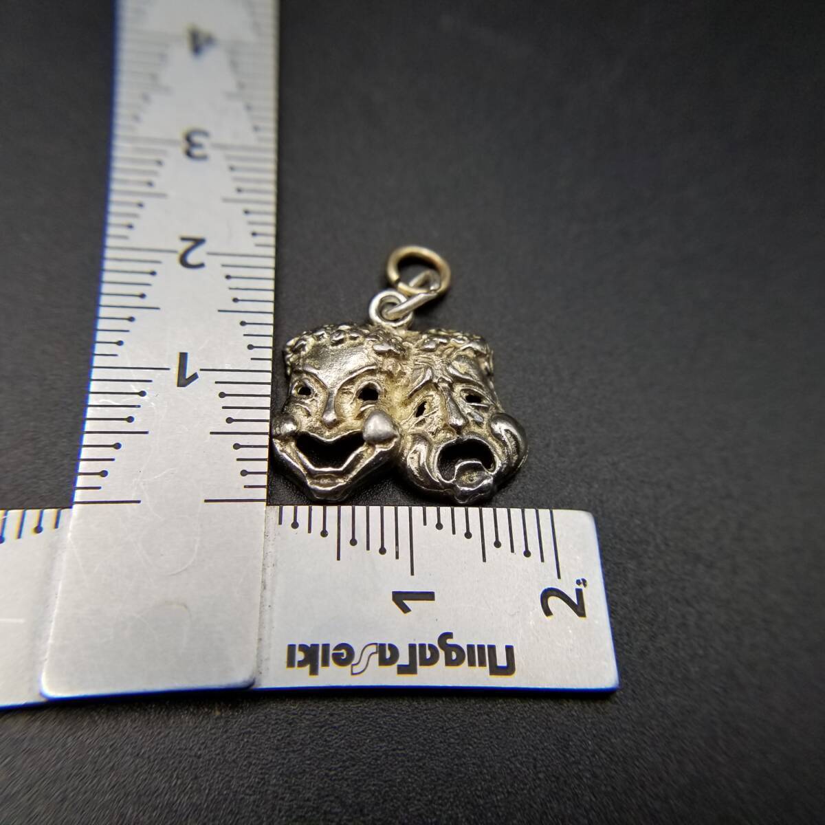 Two Face Smile/Sad Face Vintage Charm Silver Plated Pendant Head Sock and Baskin