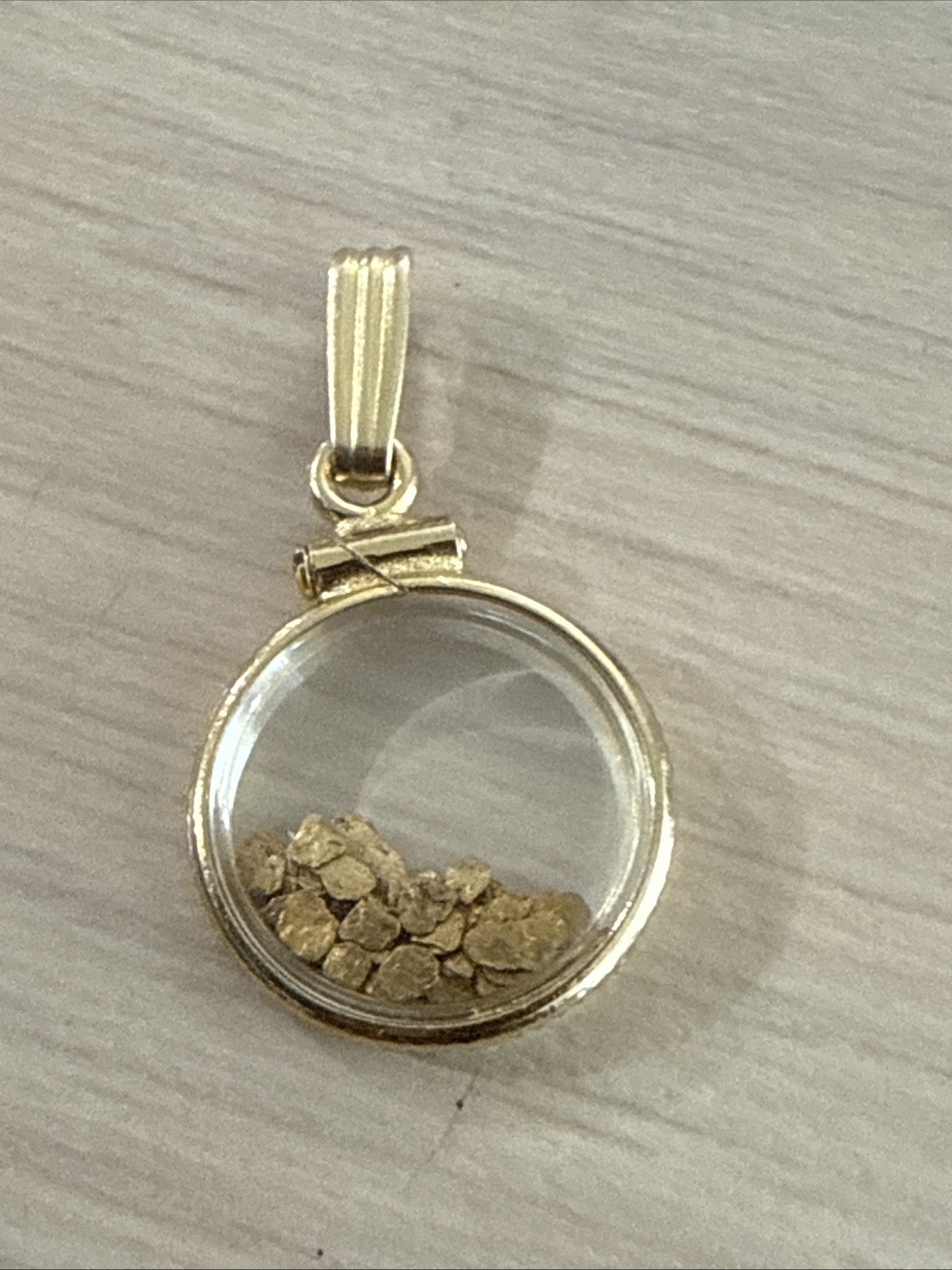 Vintage Gold Filled Frame Charm With Gold Flakes Pendant