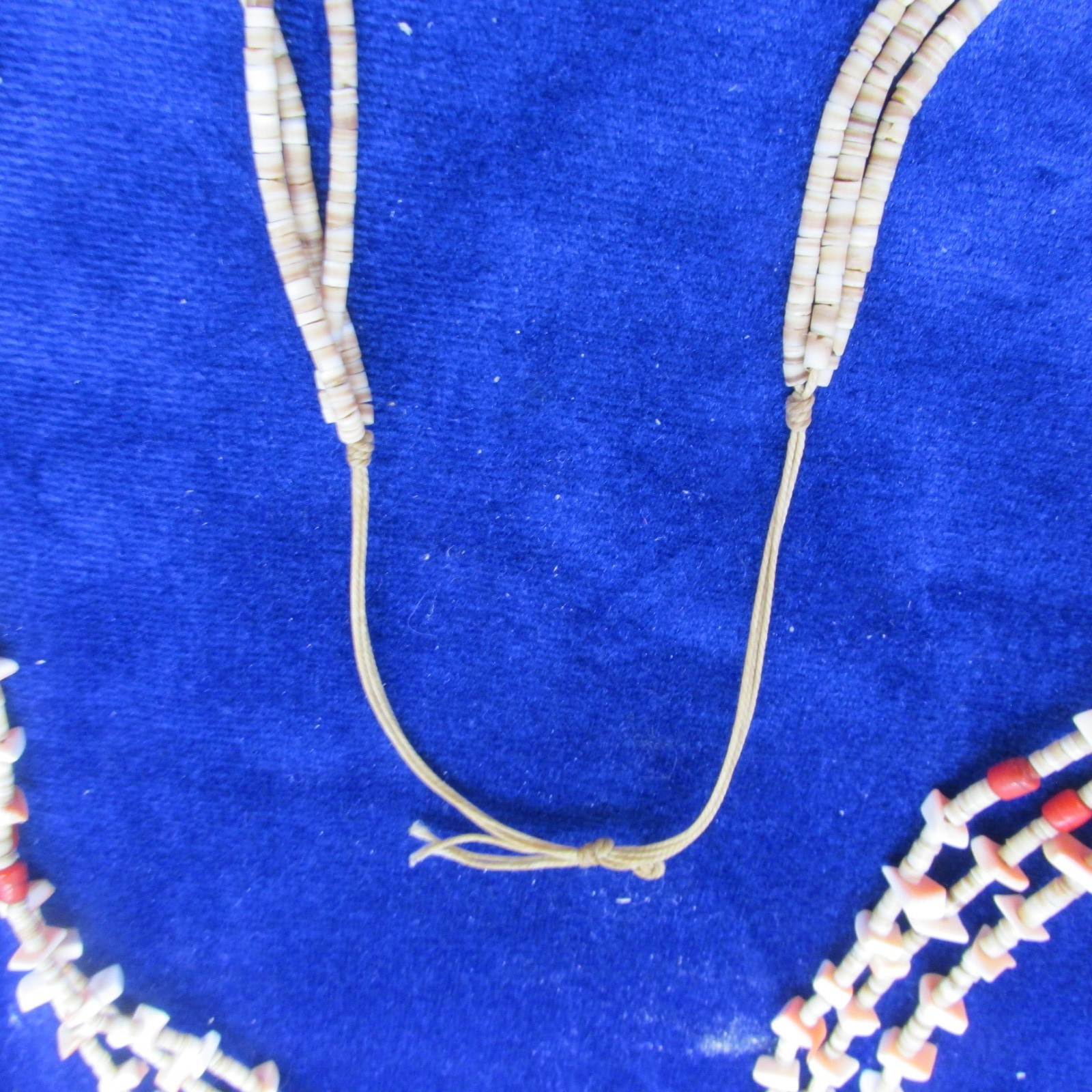 VTG SW 3 STRAND LIGHT SHELL HEISHI & PINK SHELL AND RED BEADS, NO METAL