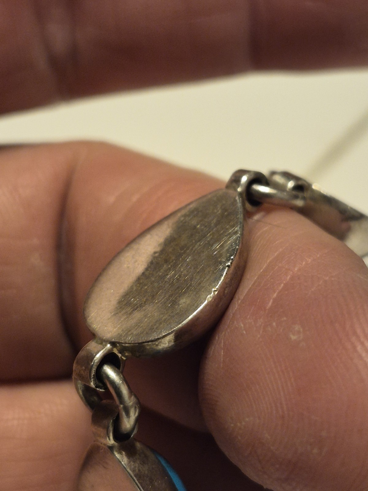 Vintage Sterling Silver 925 Faux Turquoise 7 3/4″ Bracelet Mexico…29 Grams
