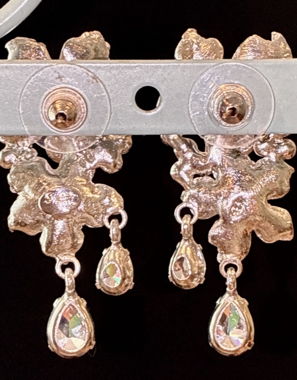Amazing SIMAN TU Haute Couture Runway Floral Australian Crystal Earrings RARE ~