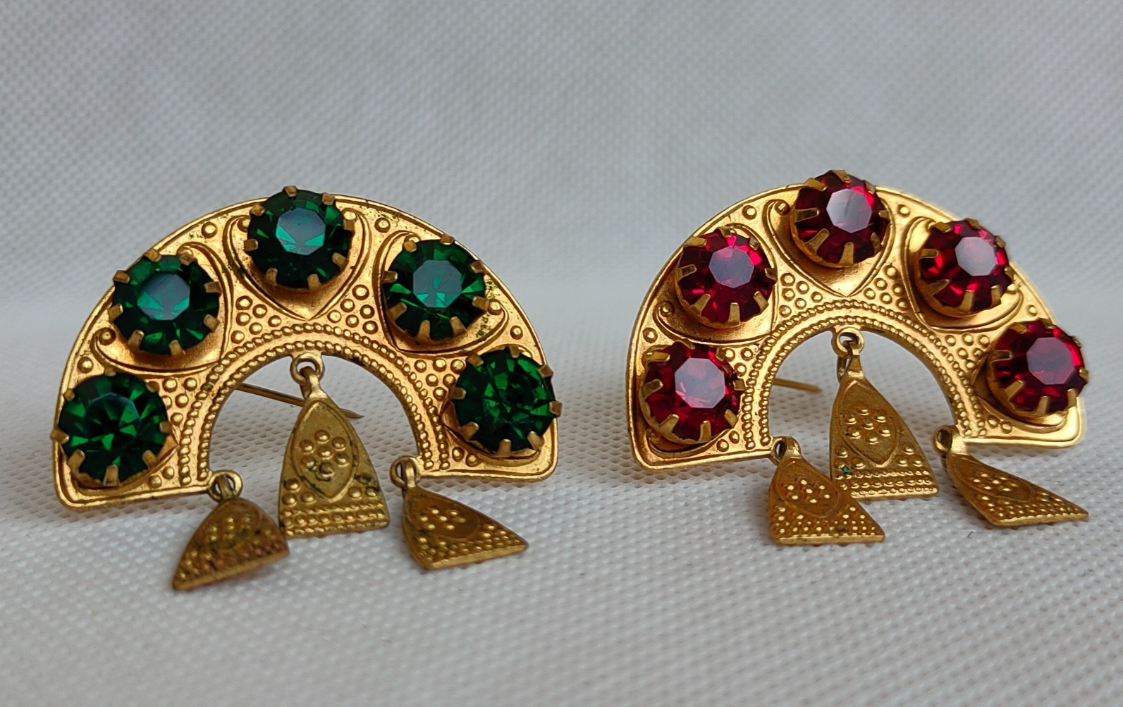 Vintage set of Soviet Czechoslovakian brooches with stones, 2 pcs. USSR.