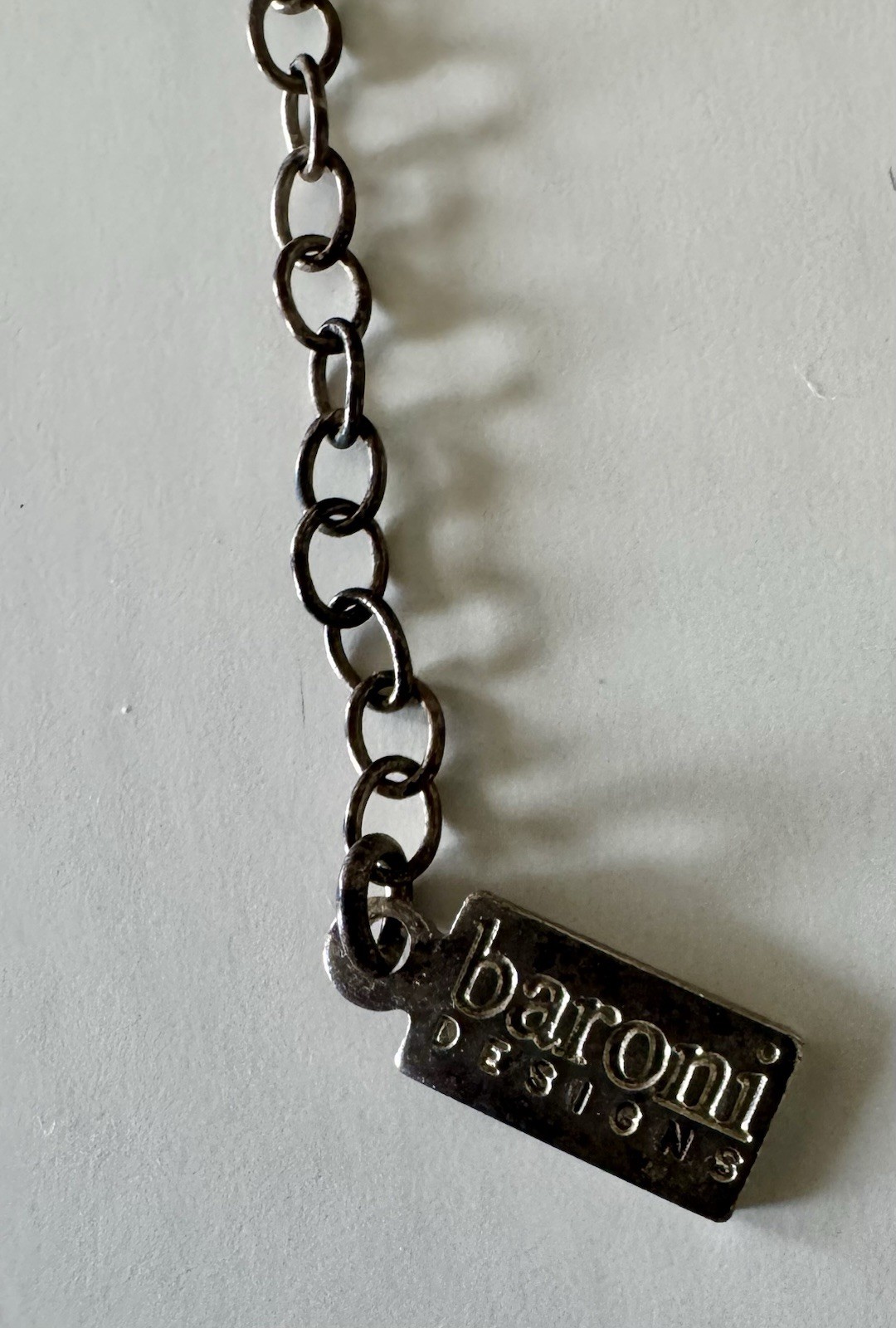 Vintage Metal Baroni Design Geometric Squares Leather Cord Choker Necklace Retro