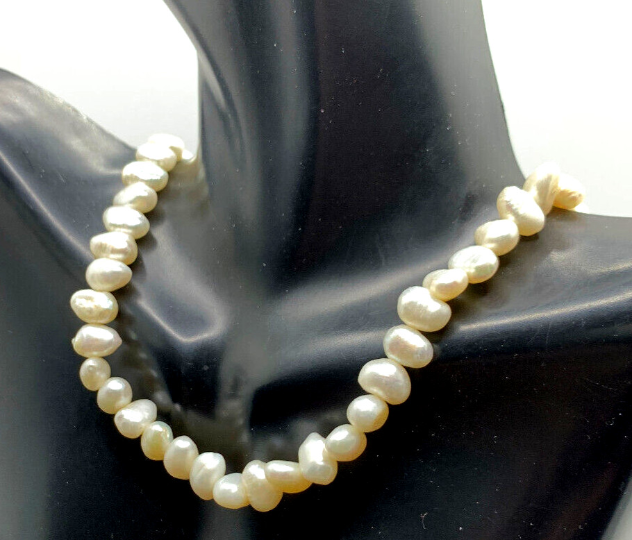 Vintage Single Strand Baroque Freshwater Pearl Necklace 60s 70s White MCM