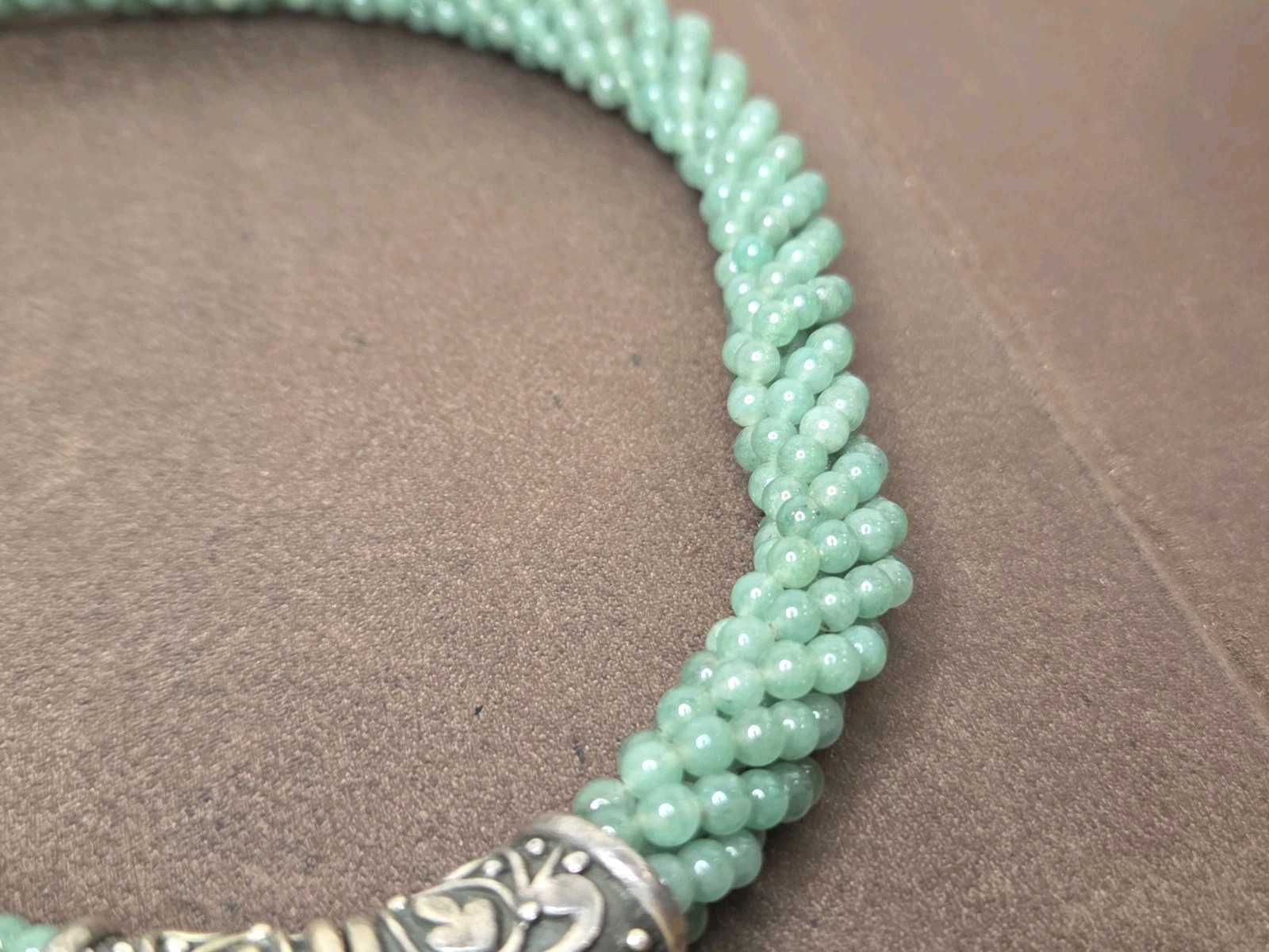 VINTAGE KANCAP 875 SILVER JADE ? BEAD NECKLACE