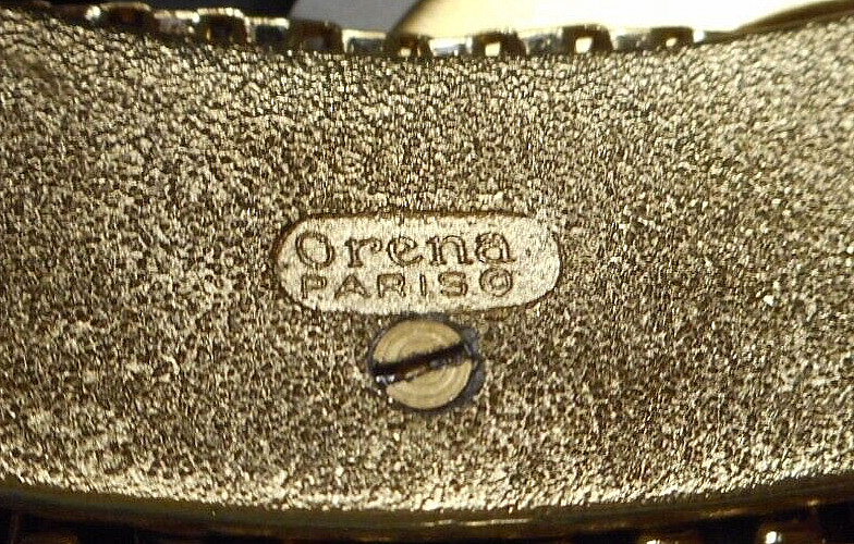Vintage Orena Paris French Wide Woven Gold-tone Link Collar Necklace w Mod Motif