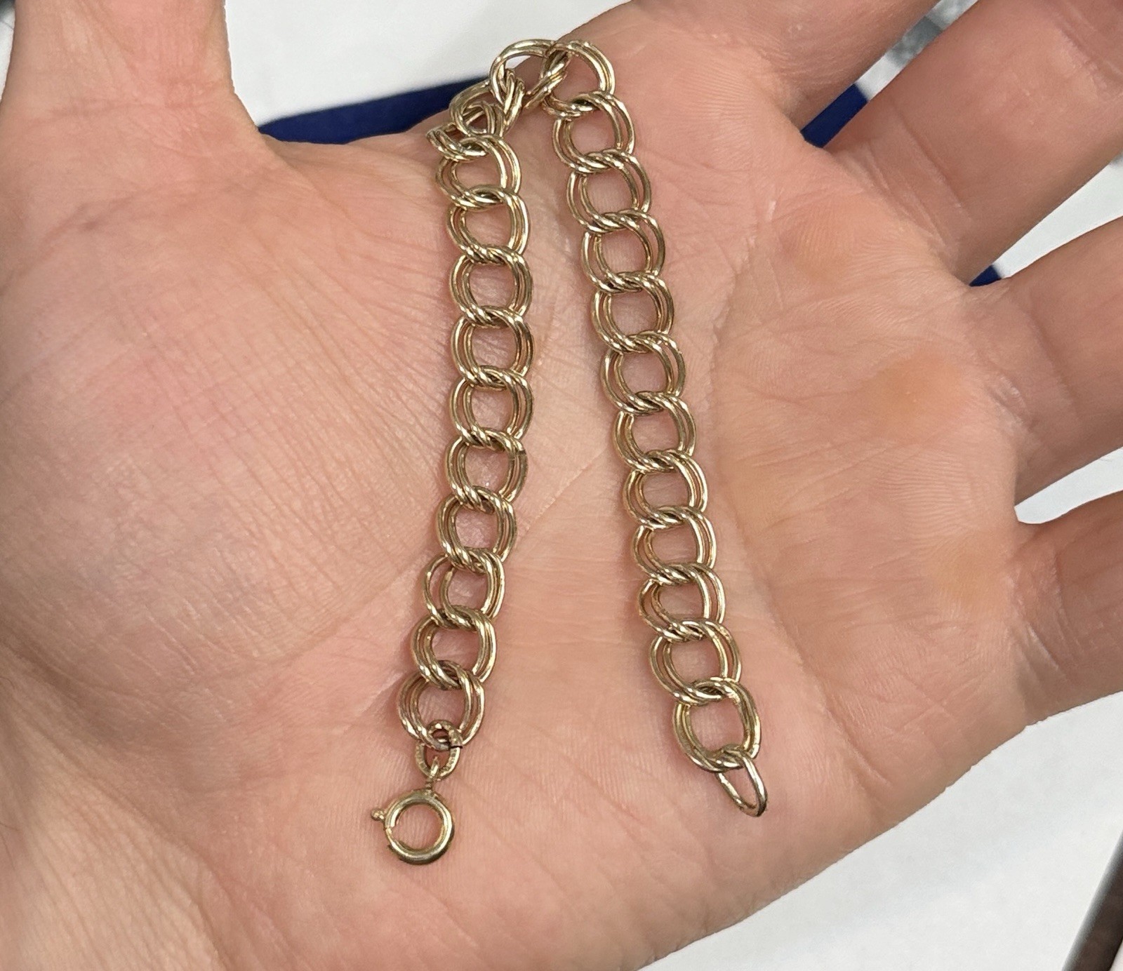 12k Gold Filled Cuban Double Link Bracelet 7” 8g Gf Vtg 8.4mm