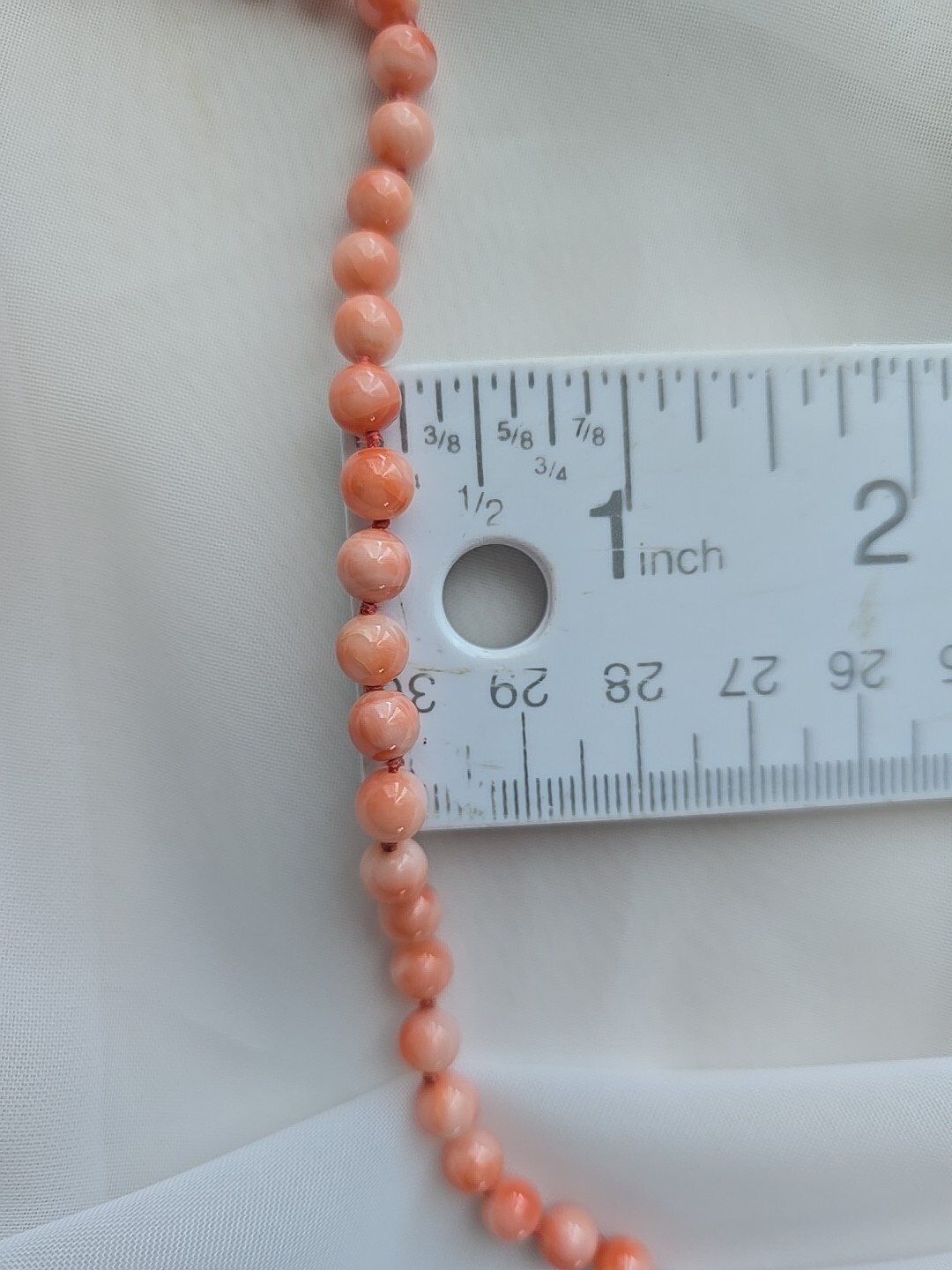 Vintage Coral Salmon 5mm Beads Necklace 19″ Gold Filled Gold Clasp