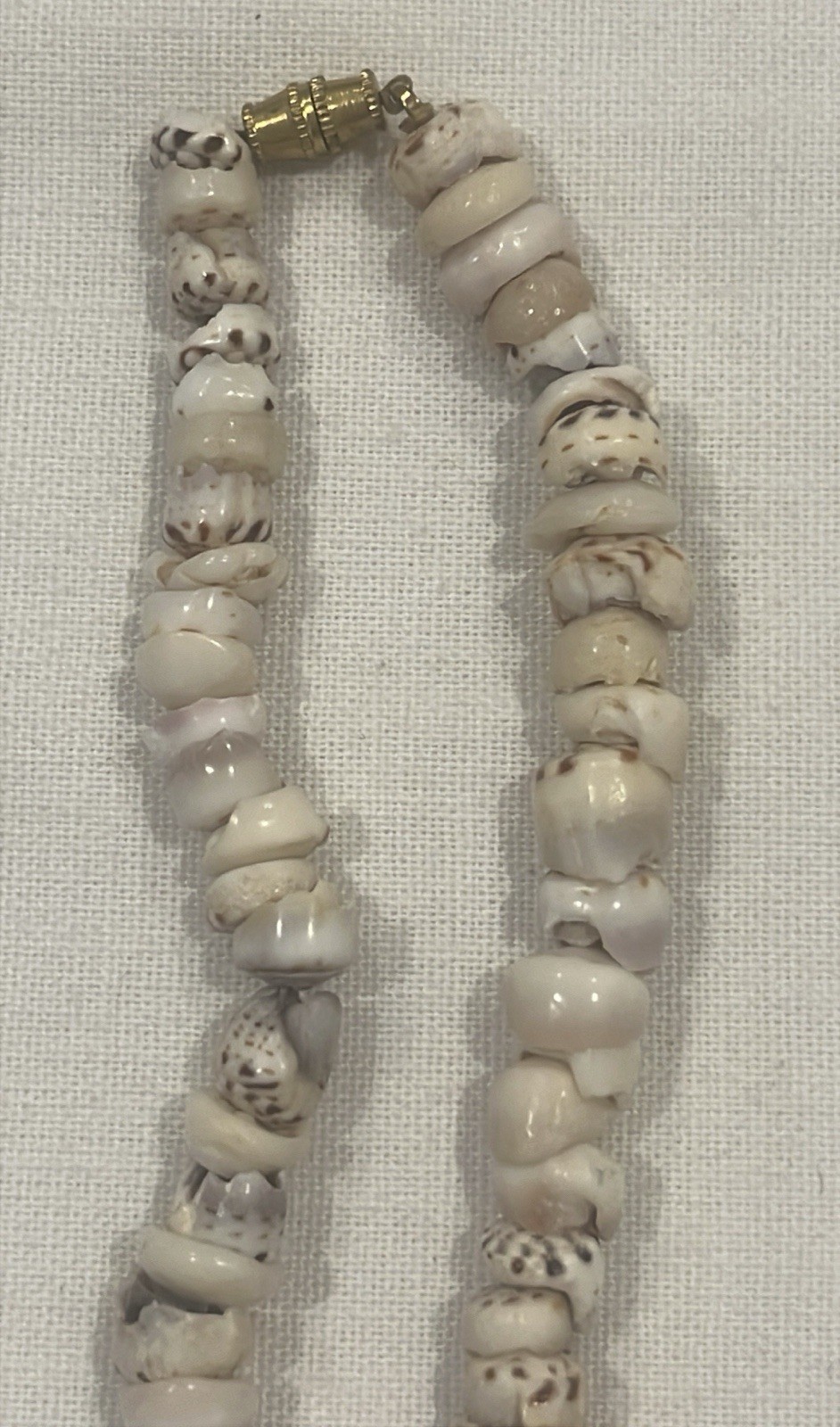 Vintage Puka Shell Necklace 16” White/Brown • Barrel Clasp. Beachy Surfer Vibe!