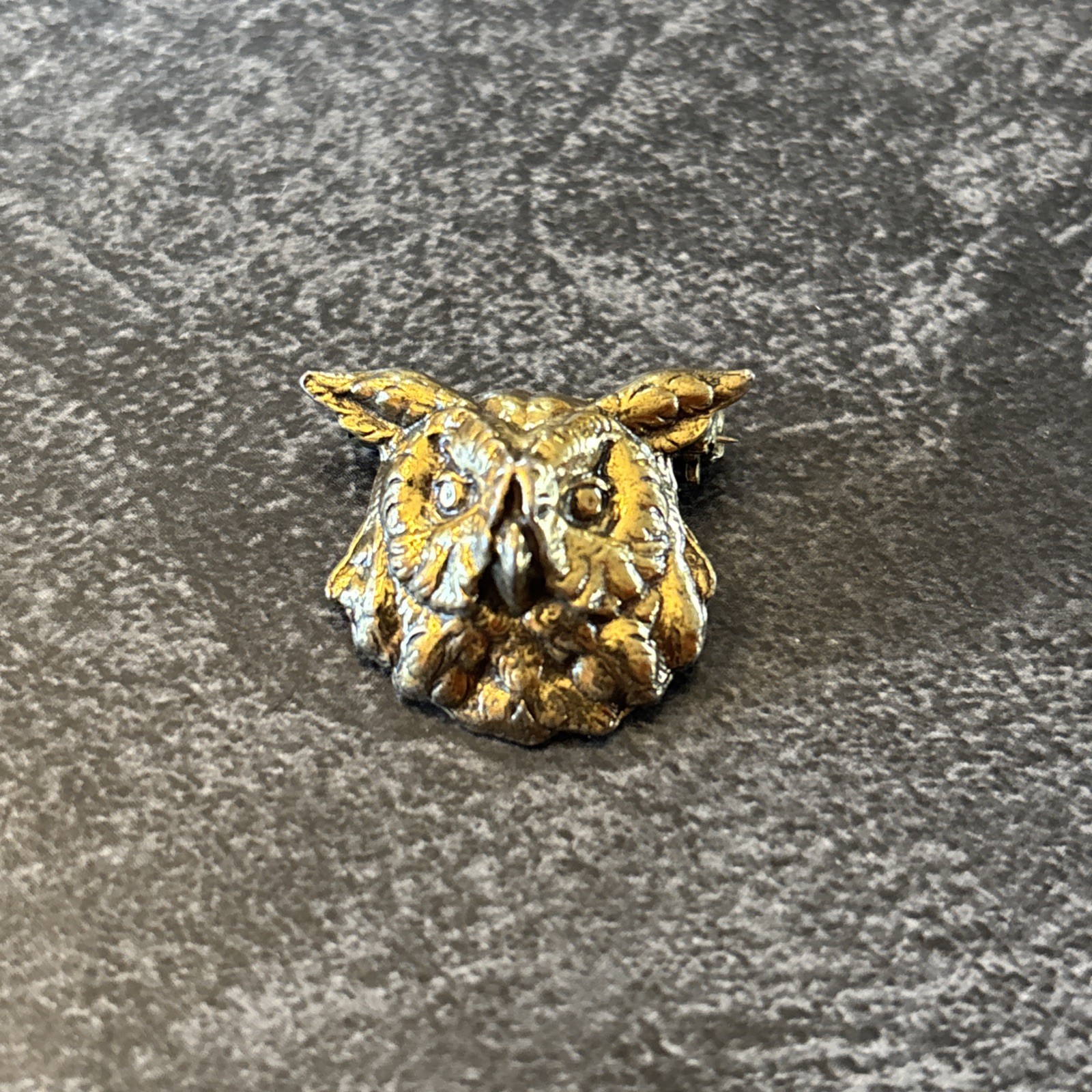 Vintage Robert Zentall Owl Gold Tone Brooch Pin Signed MCM LOC K